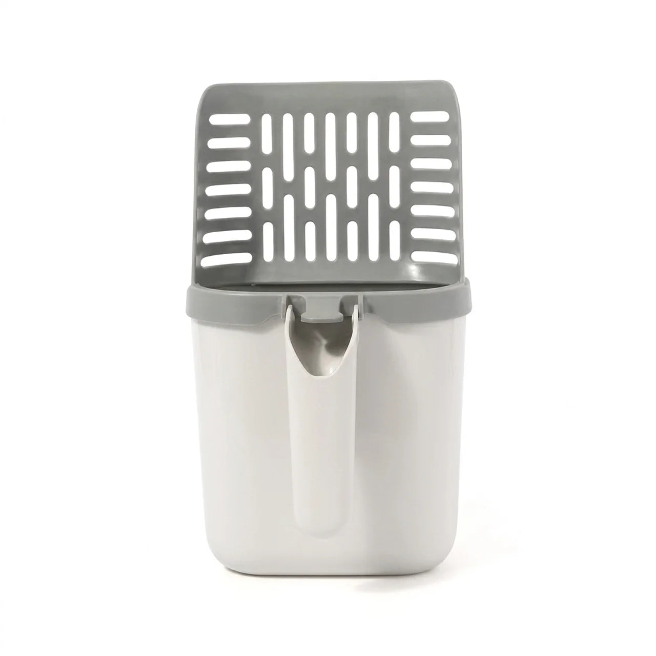 Cat litter scoop with integrated closed reservoir