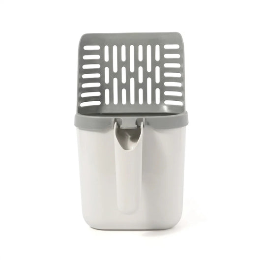 Cat litter scoop with integrated closed reservoir
